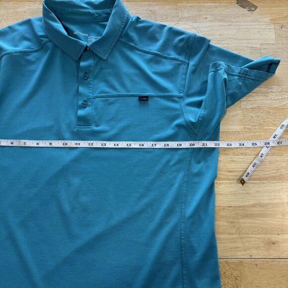 Arc'teryx Captive Relaxed Fit Polo Shirt Men Large SS Performance Blue Outdoor - Picture 6 of 10